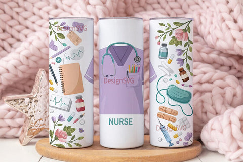 Nurse Tumbler Wrap 20oz Sublimation DesignSVG 