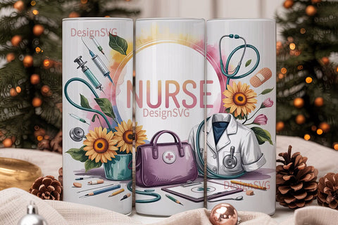 Nurse Tumbler Wrap 20oz Sublimation DesignSVG 