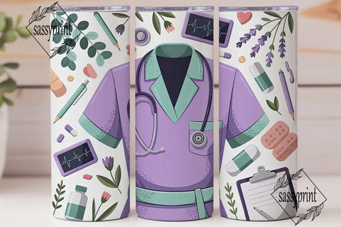 Nurse Tumbler Wrap Design Sublimation sassyprint 