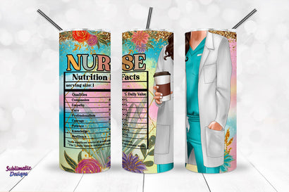 Nurse Tumbler Wrap Nutrition Facts 20 oz | Nurse's Day Tumbler Wrap Sublimation Design Sublimation Sublimatiz Designs 