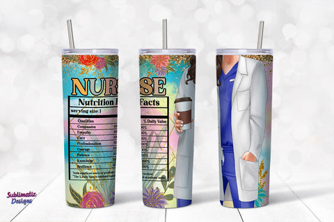 Nurse Tumbler Wrap Nutrition Facts Blue | Nurse's Day Tumbler Wrap Sublimation Design Sublimation Sublimatiz Designs 