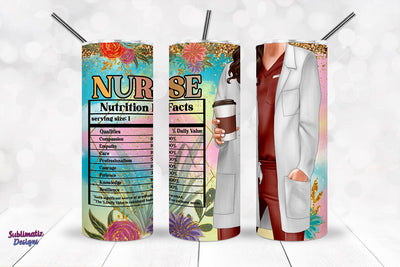 Nurse Tumbler Wrap Nutrition Facts Red | Nurse's Day Tumbler Wrap Sublimation Design Sublimation Sublimatiz Designs 