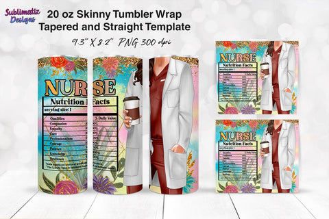 Nurse Tumbler Wrap Nutrition Facts Red | Nurse's Day Tumbler Wrap Sublimation Design Sublimation Sublimatiz Designs 
