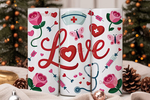 Nurse Valentine's Tumbler Wrap Sublimation DesignSVG 