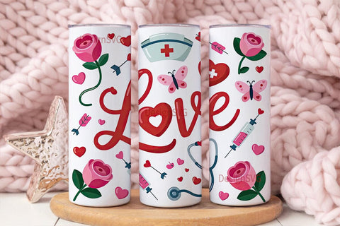 Nurse Valentine's Tumbler Wrap Sublimation DesignSVG 