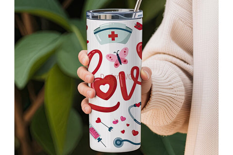 Nurse Valentine's Tumbler Wrap Sublimation DesignSVG 