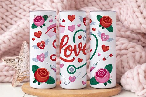 Nurse Valentine's Tumbler Wrap Sublimation DesignSVG 