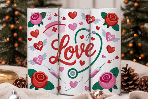 Nurse Valentine's Tumbler Wrap Sublimation DesignSVG 