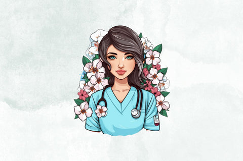 Nurse with Flowers Sublimation Bundle Sublimation Designangry 
