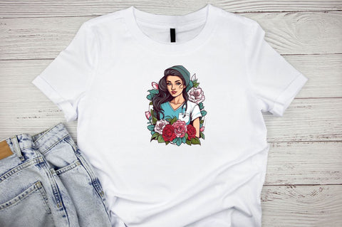 Nurse with Flowers Sublimation Bundle Sublimation Designangry 