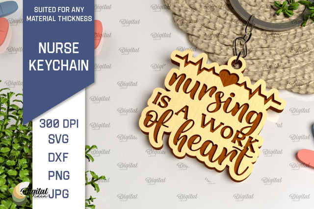 Nurse Wooden Keychain Laser Cut. Nurse Keychains SVG Design SVG Evgenyia Guschina 