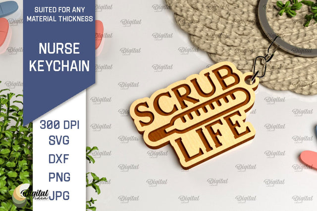 Nurse Wooden Keychain Laser Cut. Nurse Keychains SVG Design SVG Evgenyia Guschina 