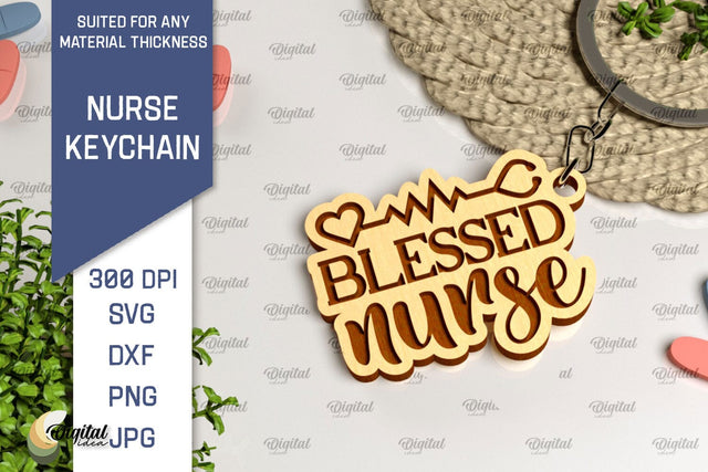 Nurse Wooden Keychain Laser Cut. Nurse Keychains SVG Design SVG Evgenyia Guschina 