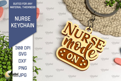 Nurse Wooden Keychain Laser Cut. Nurse Keychains SVG Design SVG Evgenyia Guschina 