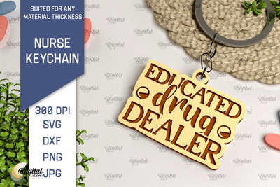 Nurse Wooden Keychain Laser Cut. Nurse Keychains SVG Design SVG Evgenyia Guschina 