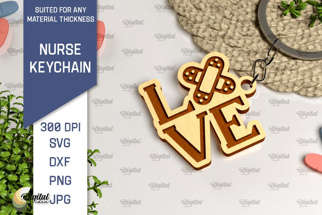 Nurse Wooden Keychain Laser Cut. Nurse Keychains SVG Design SVG Evgenyia Guschina 