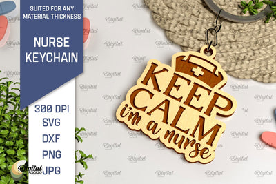Nurse Wooden Keychain Laser Cut. Nurse Keychains SVG Design SVG Evgenyia Guschina 
