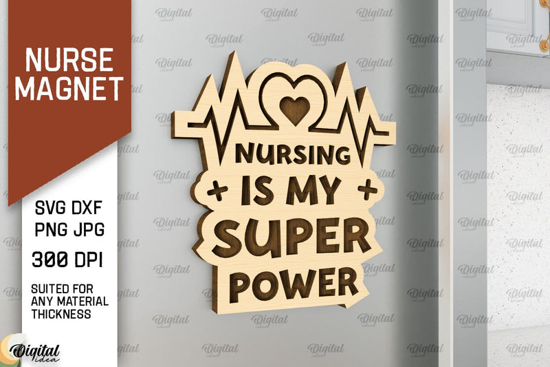 Nurse Wooden Magnet Laser Cut. Fridge Magnet SVG SVG Evgenyia Guschina 