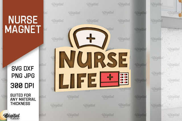 Nurse Wooden Magnet Laser Cut. Fridge Magnet SVG SVG Evgenyia Guschina 