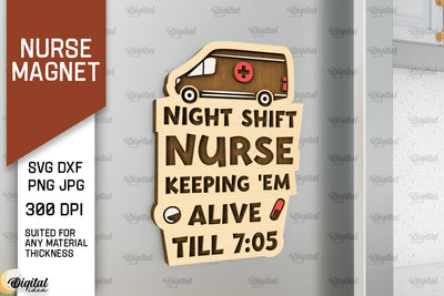 Nurse Wooden Magnet Laser Cut. Fridge Magnet SVG SVG Evgenyia Guschina 