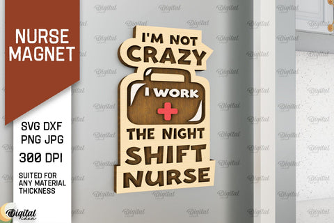 Nurse Wooden Magnets Laser Cut Bundle. Fridge Magnets SVG SVG Evgenyia Guschina 