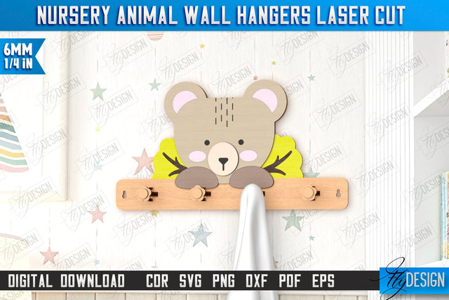 Nursery Animal Wall Hangers Laser Cut | Kids Hangers | Wall Hangers Template | Nursery Décor | Kids Room | CNC File SVG Fly Design 