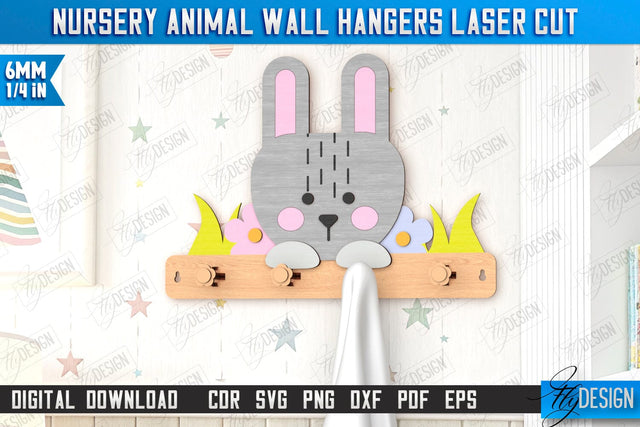 Nursery Animal Wall Hangers Laser Cut | Kids Hangers | Wall Hangers Template | Nursery Décor | Kids Room | CNC File SVG Fly Design 