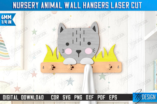 Nursery Animal Wall Hangers Laser Cut | Kids Hangers | Wall Hangers Template | Nursery Décor | Kids Room | CNC File SVG Fly Design 