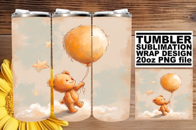 Nursery Bears on Tumbler Wrap - Watercolor Art Sublimation afrosvg 