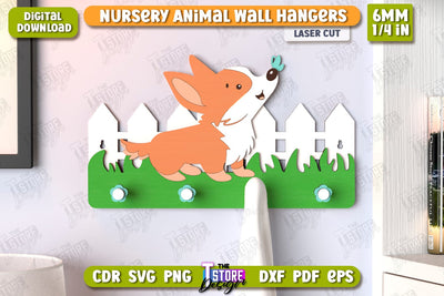 Nursery Dog Wall Hangers Laser Cut | Kids Hangers | Wall Hangers Template | Nursery Décor | Kids Room | CNC File SVG The T Store Design 