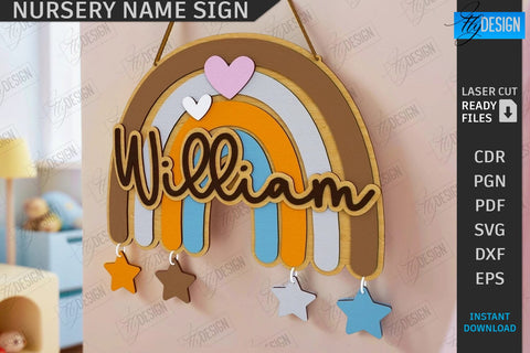 Nursery Name Signs Laser Cut Bundle | Home Decor | Children's Room Sign | Door Sign | Personalized Nursery Sign | Animals Design | Signboard | 3D Kids Laser | New Born SVG | Wall Decor | CNC Files SVG Fly Design 