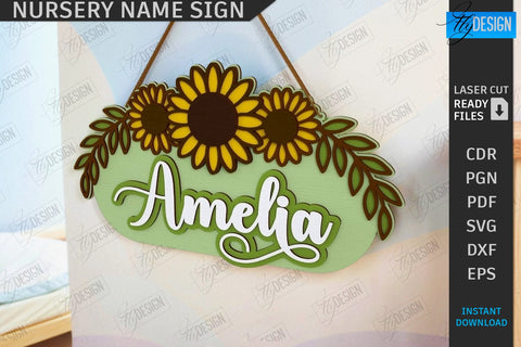 Nursery Name Signs Laser Cut Bundle | Home Decor | Children's Room Sign | Door Sign | Personalized Nursery Sign | Animals Design | Signboard | 3D Kids Laser | New Born SVG | Wall Decor | CNC Files SVG Fly Design 