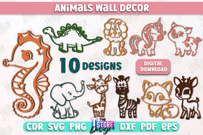 Nursery Wall Décor Bundle | Animals Shape | Baby Range | Children's Interior | CNC Files SVG The T Store Design 