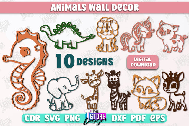 Nursery Wall Décor Bundle | Animals Shape | Baby Range | Children's Interior | CNC Files SVG The T Store Design 