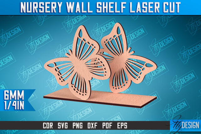 Nursery Wall Shelf Laser Cut | Butterfly Laser Cut Design | CNC Files SVG Fly Design 