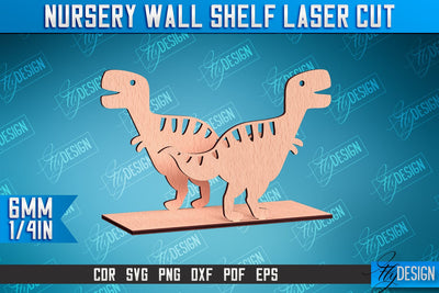 Nursery Wall Shelf Laser Cut | Dinosaur Laser Cut Design | CNC Files SVG Fly Design 