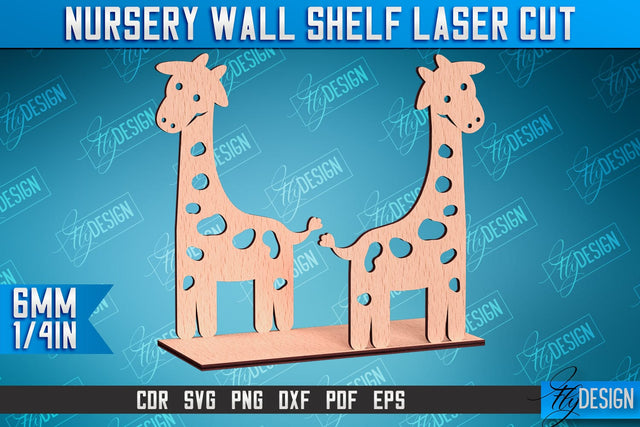 Nursery Wall Shelf Laser Cut | Giraffe Laser Cut Design | CNC Files SVG Fly Design 