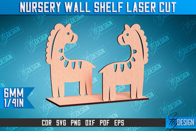 Nursery Wall Shelf Laser Cut | Horse Laser Cut Design | CNC Files SVG Fly Design 