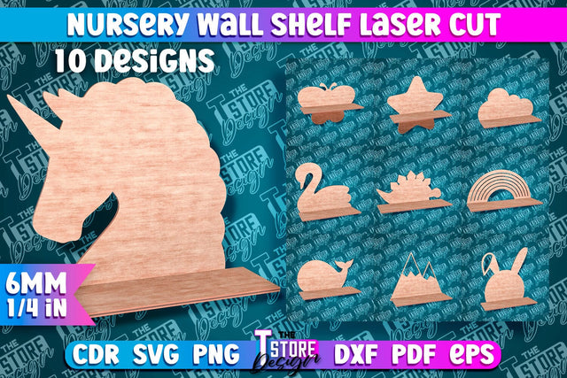 Nursery Wall Shelf Laser Cut | Laser Cut Design | CNC Files SVG The T Store Design 