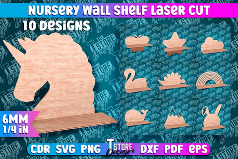 Nursery Wall Shelf Laser Cut | Laser Cut Design | CNC Files SVG The T Store Design 