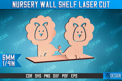 Nursery Wall Shelf Laser Cut | Lion Laser Cut Design | CNC Files SVG Fly Design 