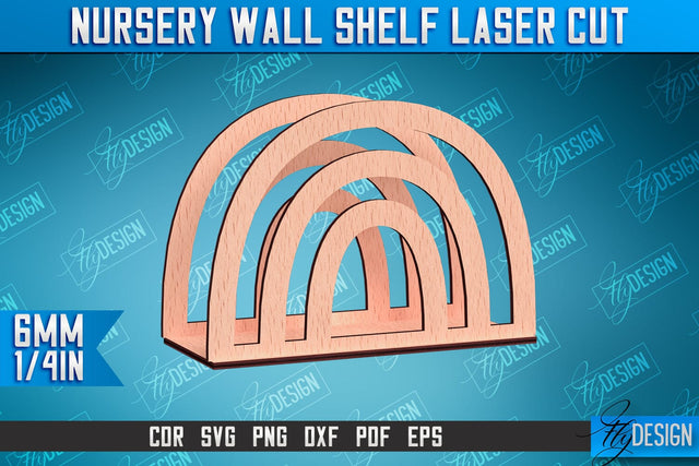 Nursery Wall Shelf Laser Cut | Rainbow Laser Cut Design | CNC Files SVG Fly Design 