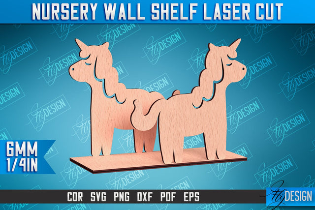 Nursery Wall Shelf Laser Cut | Unicorn Laser Cut Design | CNC Files SVG Fly Design 