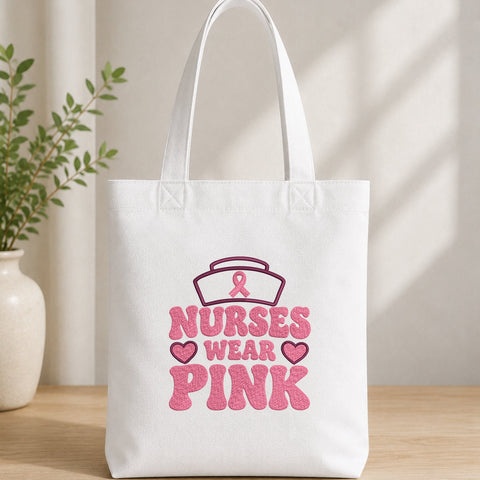 Nurses Wear Pink Embroidery Design – Breast Cancer Awareness Nurse Machine Embroidery File Embroidery/Applique DESIGNS PatternFeed8 