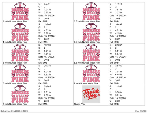 Nurses Wear Pink Embroidery Design – Breast Cancer Awareness Nurse Machine Embroidery File Embroidery/Applique DESIGNS PatternFeed8 
