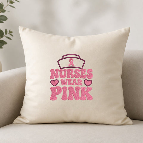 Nurses Wear Pink Embroidery Design – Breast Cancer Awareness Nurse Machine Embroidery File Embroidery/Applique DESIGNS PatternFeed8 