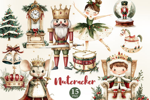 Nutcracker Clipart | Retro Christmas PNG Collection SVG GlamArtZhanna 