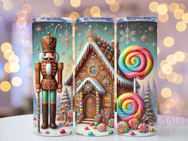 Nutcracker Gingerbread 20oz Tumbler Wrap, Nutcracker, Gingerbread House, Holiday Tumbler, Tumbler Wrap, 20oz Sublimation, Christmas Decor, Festive Drinkware Sublimation SvggirlplusArt 