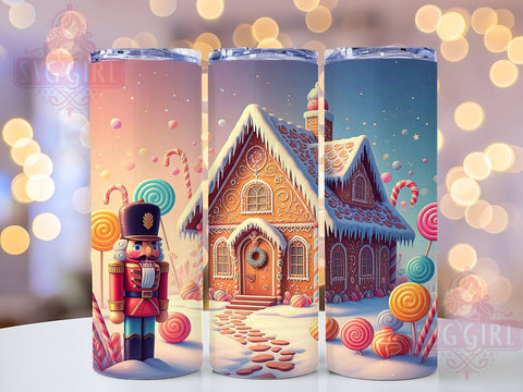 Nutcracker Gingerbread 20oz Tumbler Wrap, Nutcracker, Gingerbread House, Holiday Tumbler, Tumbler Wrap, 20oz Sublimation, Christmas Decor, Festive Drinkware Sublimation SvggirlplusArt 