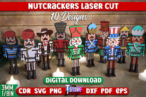 Nutcrackers Laser Cut Bundle | Christmas Decorations | Gift Idea | Decorative Figurine | Table Statuette | CNC Files SVG Fly Design 
